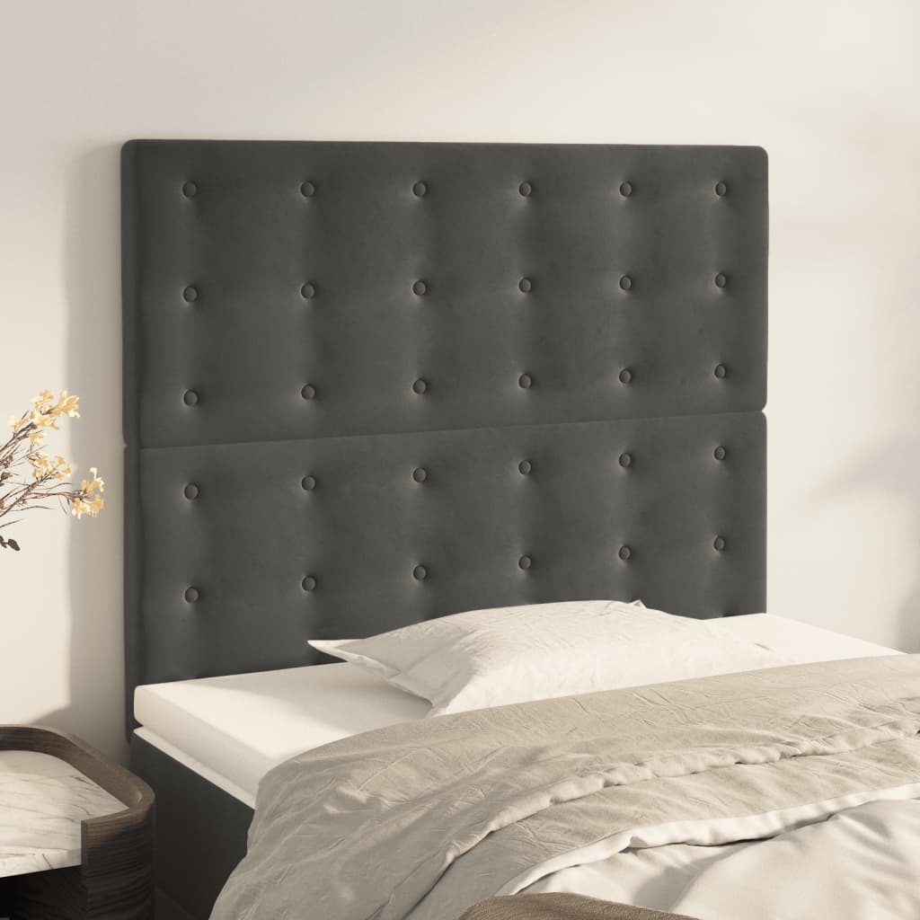 vidaXL Kopfteil Dunkelgrau 90 x 5 x 118/128 cm Samt