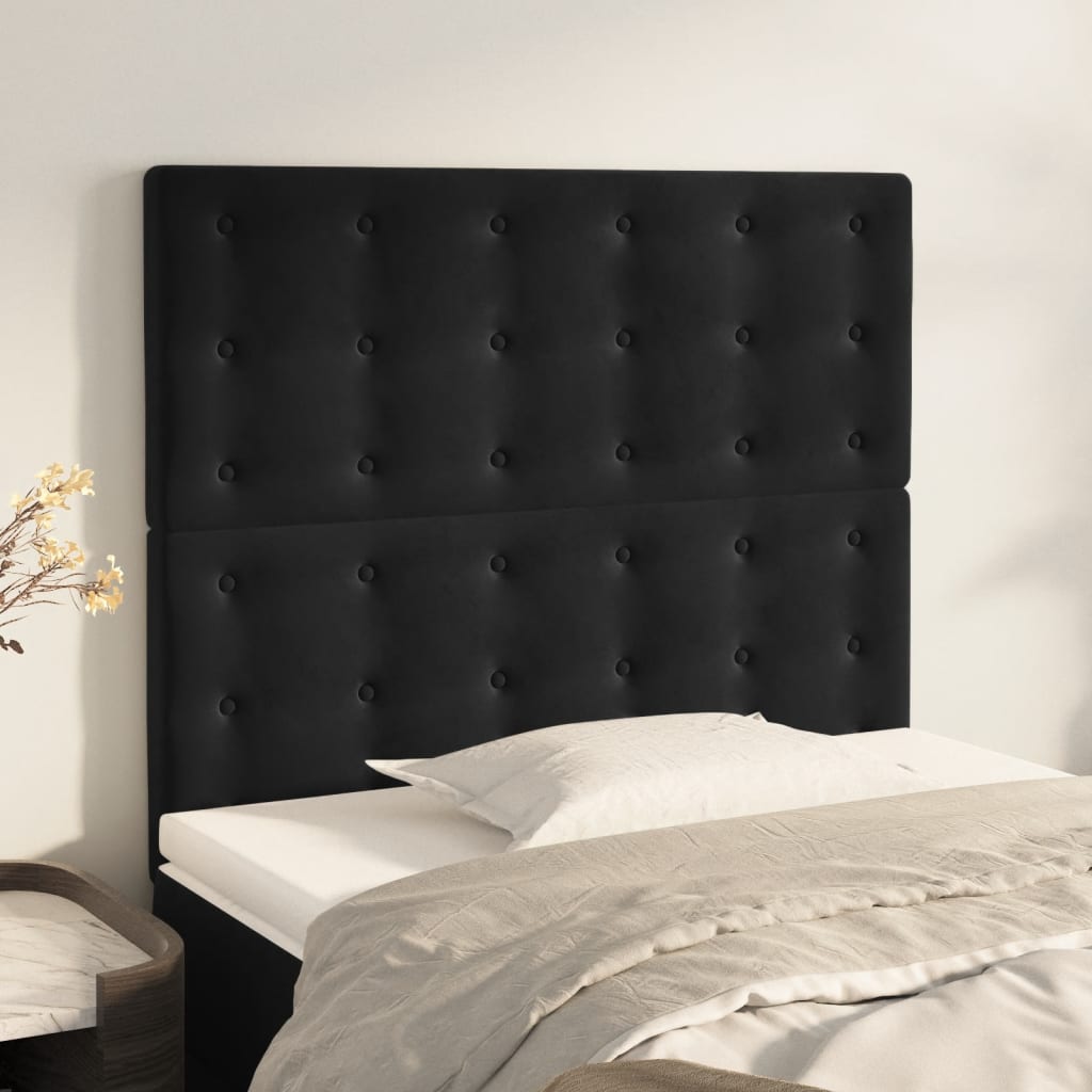 vidaXL Kopfteil Schwarz 100x5x118/128 cm Samt