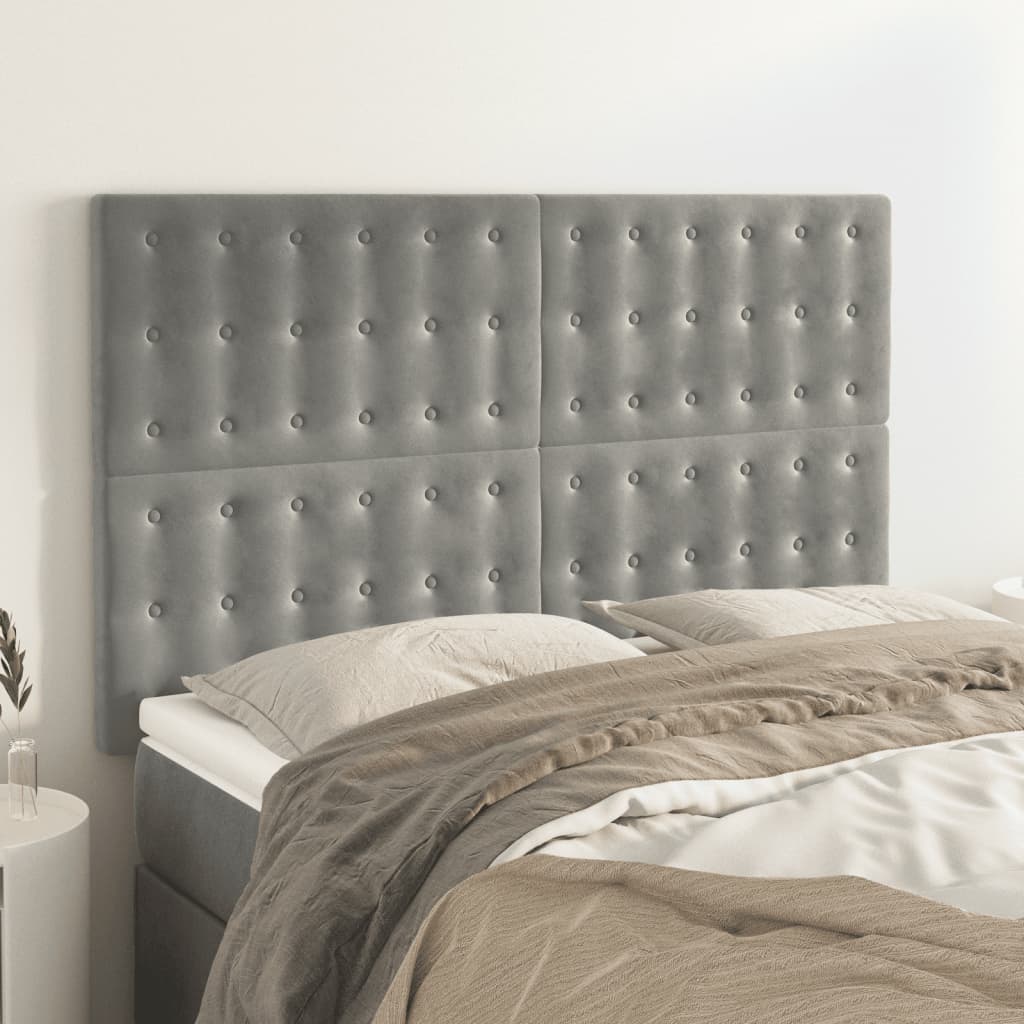 vidaXL Kopfteil Hellgrau 144x5x118/128 cm Samt