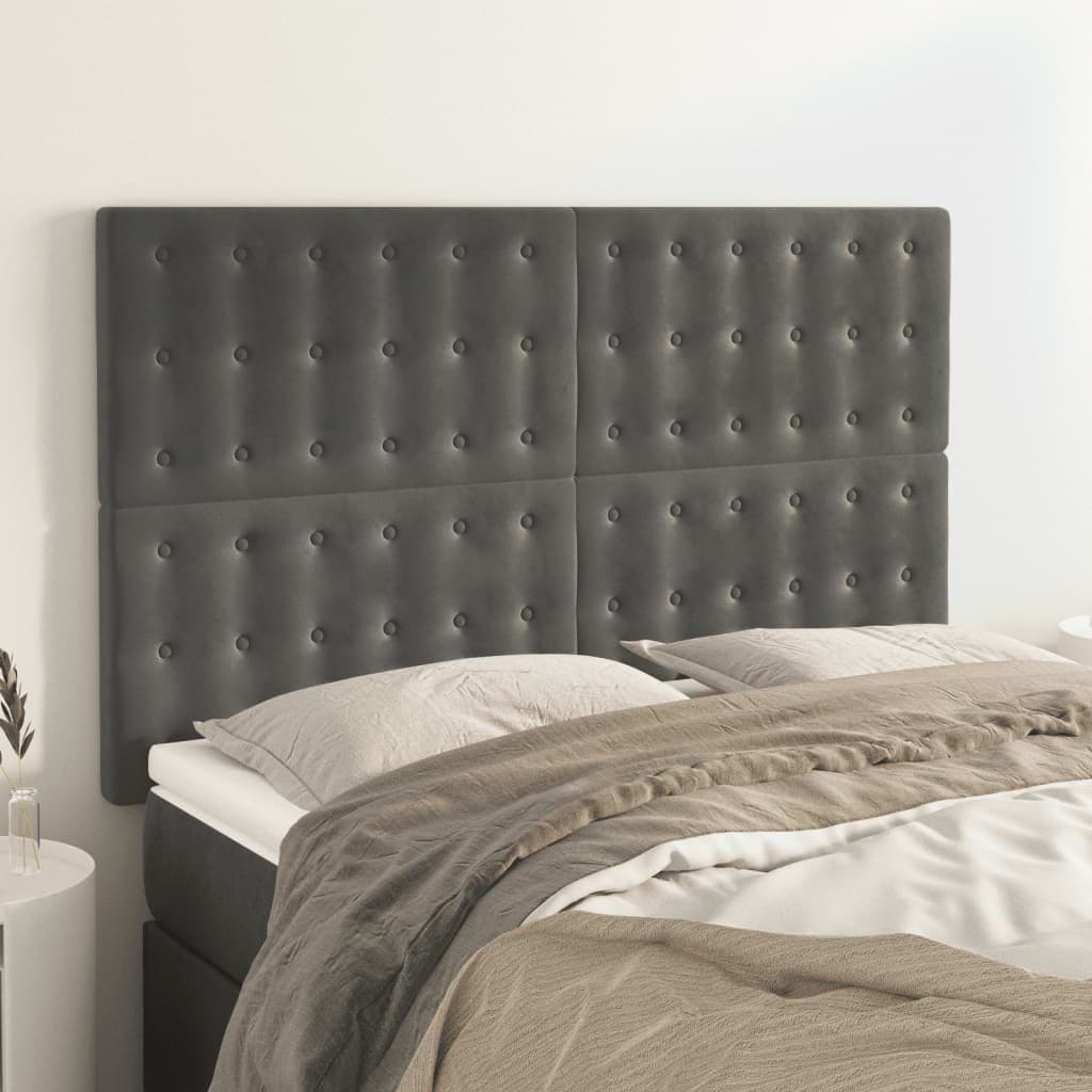 vidaXL Kopfteil Dunkelgrau 144 x 5 x 118/128 cm Samt