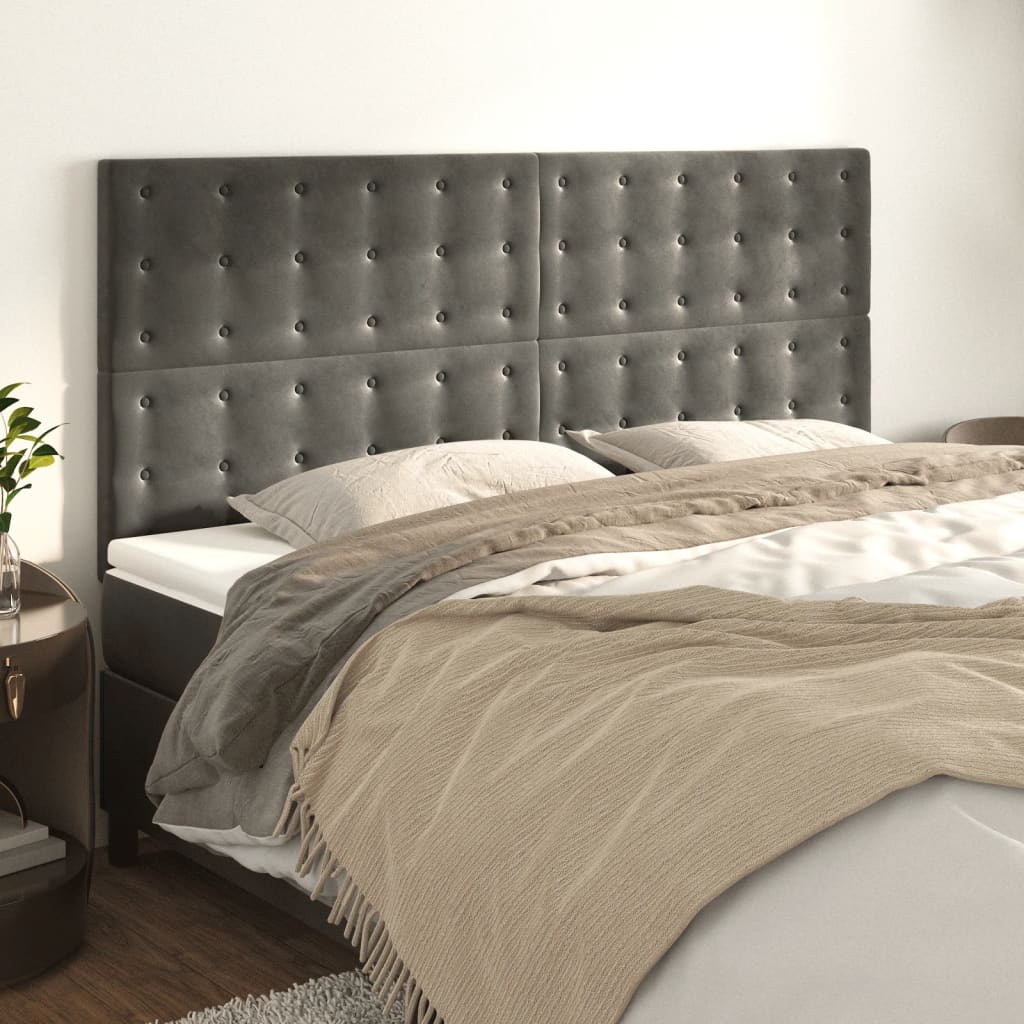 vidaXL Kopfteil Dunkelgrau 160 x 5 x 118/128 cm Samt