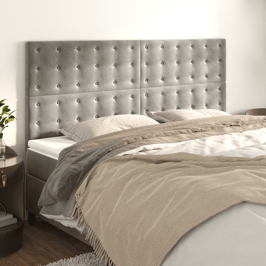 vidaXL Kopfteil Hellgrau 180x5x118/128 cm Samt
