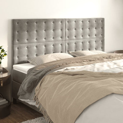 vidaXL Kopfteil Hellgrau 180x5x118/128 cm Samt