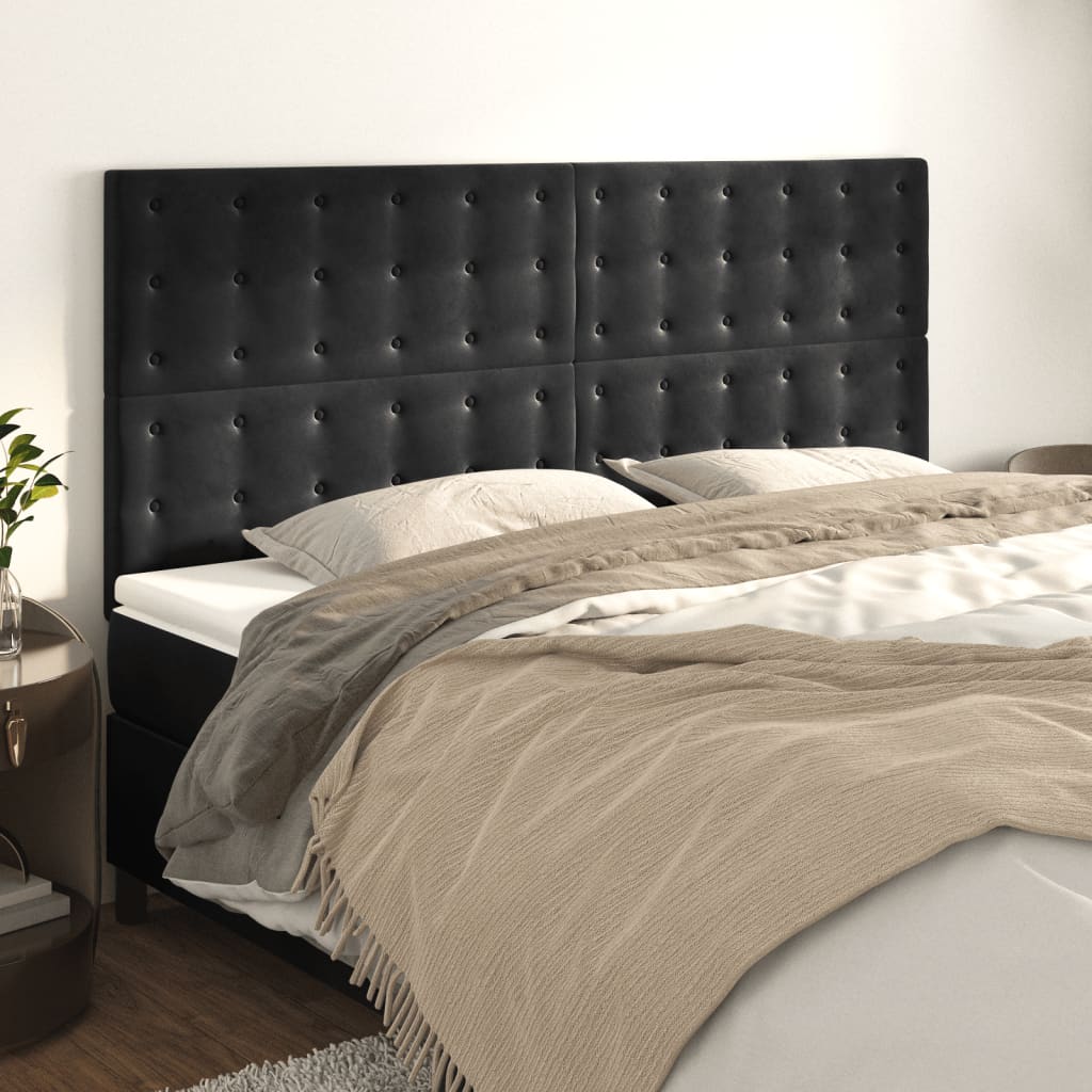 vidaXL Kopfteil Schwarz 180x5x118/128 cm Samt
