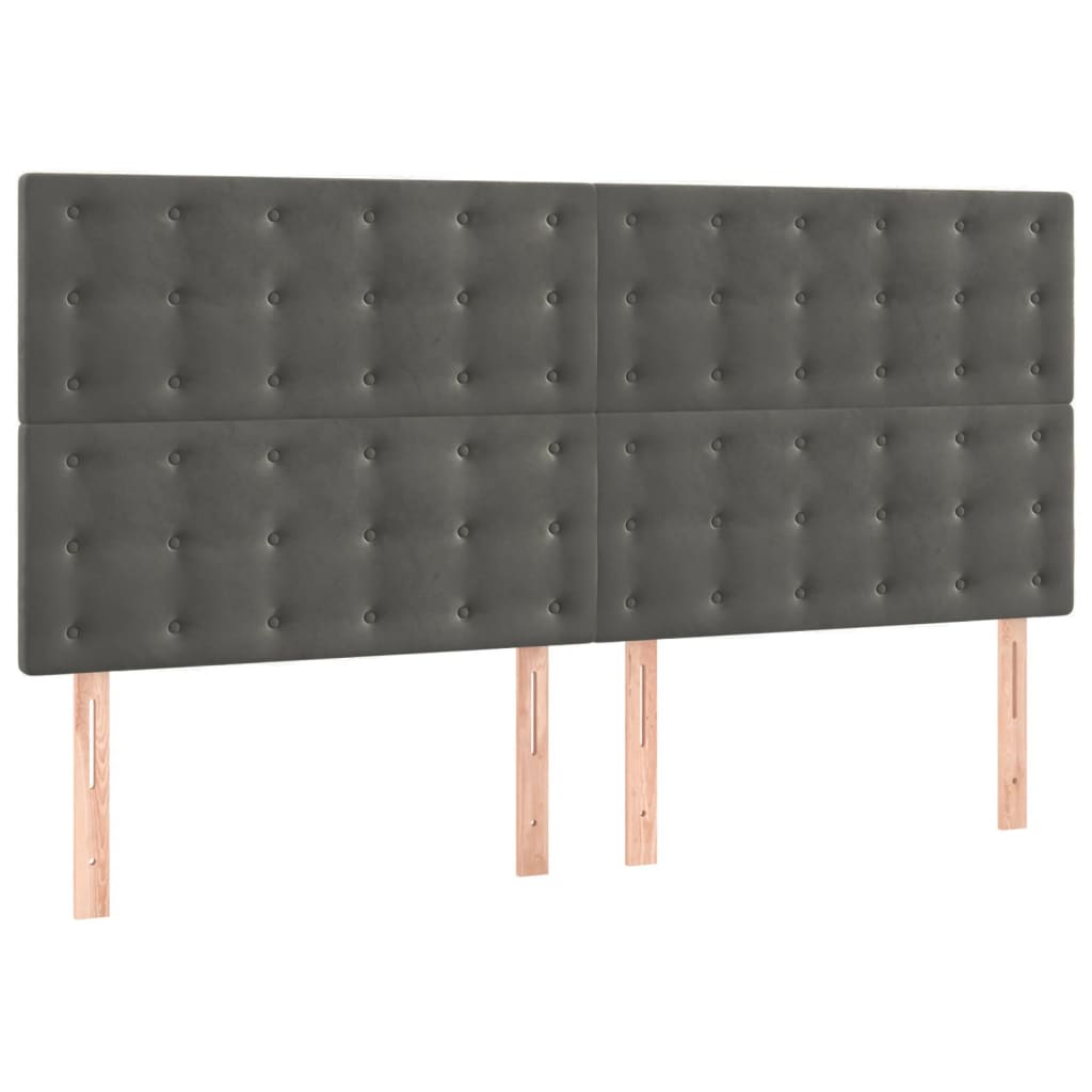 vidaXL Kopfteil Dunkelgrau 200 x 5 x 118/128 cm Samt