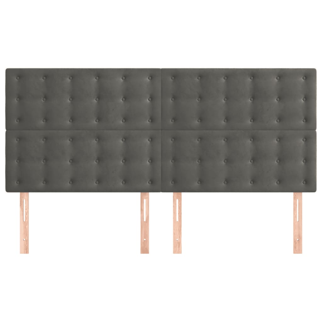 vidaXL Kopfteil Dunkelgrau 200 x 5 x 118/128 cm Samt
