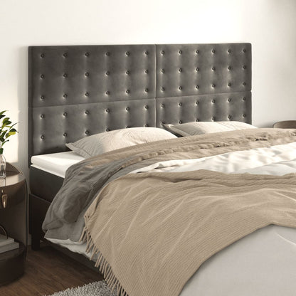 vidaXL Kopfteil Dunkelgrau 200 x 5 x 118/128 cm Samt