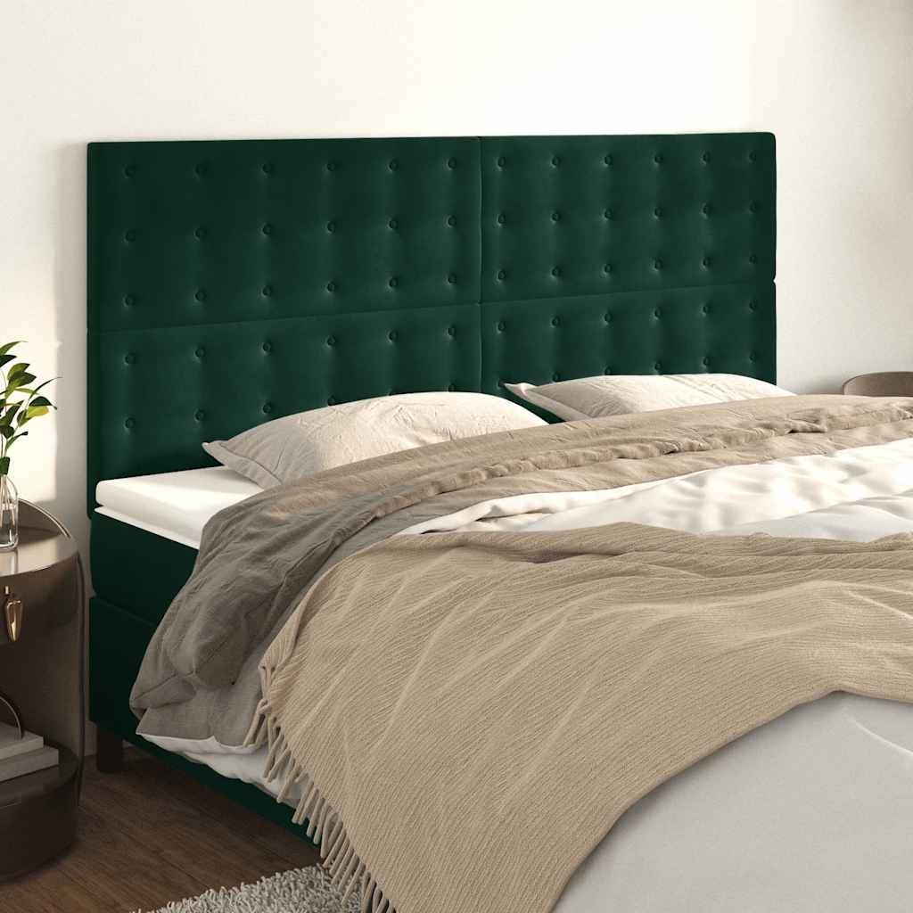 vidaXL Kopfteil Dunkelgrün 200 x 5 x 118/128 cm Samt