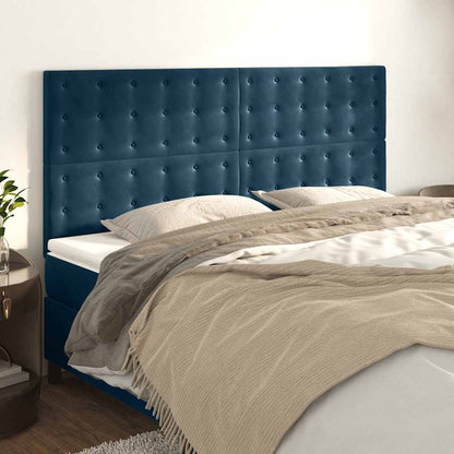 vidaXL Kopfteil Dunkelblau 200 x 5 x 118/128 cm Samt