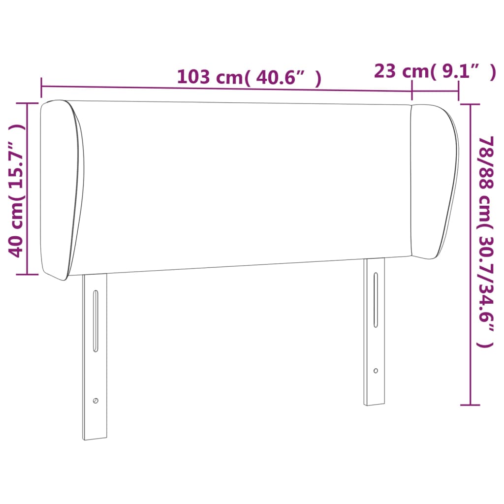 vidaXL Kopfteil mit Ohren Schwarz 103x23x78/88 cm Stoff
