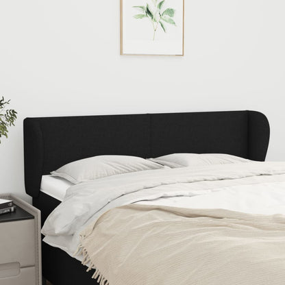 vidaXL Kopfteil mit Ohren Schwarz 147x23x78/88 cm Stoff
