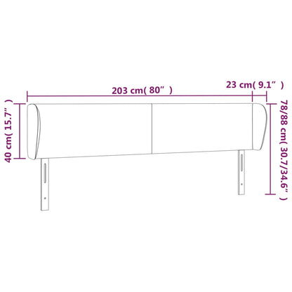 vidaXL Kopfteil mit Ohren Dunkelgrau 203x23x78/88 cm Stoff