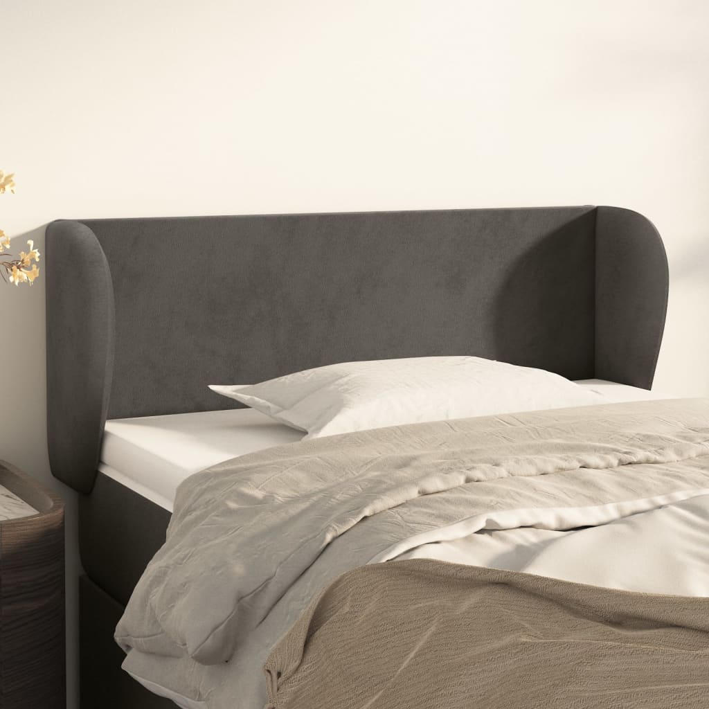 vidaXL Kopfteil mit Ohren Dunkelgrau 83x23x78/88 cm Samt