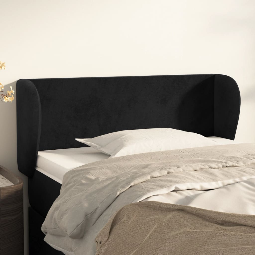 vidaXL Kopfteil mit Ohren Schwarz 83x23x78/88 cm Samt