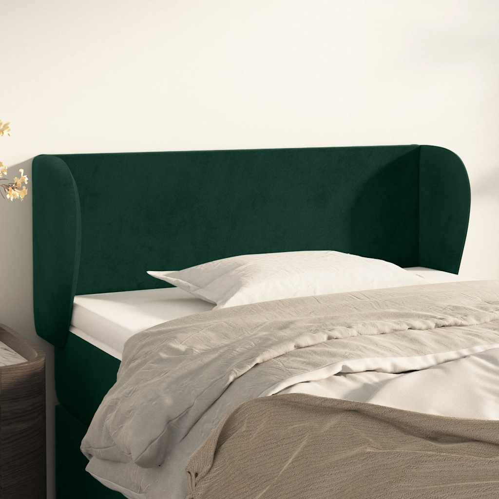 vidaXL Kopfteil mit Ohren Dunkelgrün 83x23x78/88 cm Samt