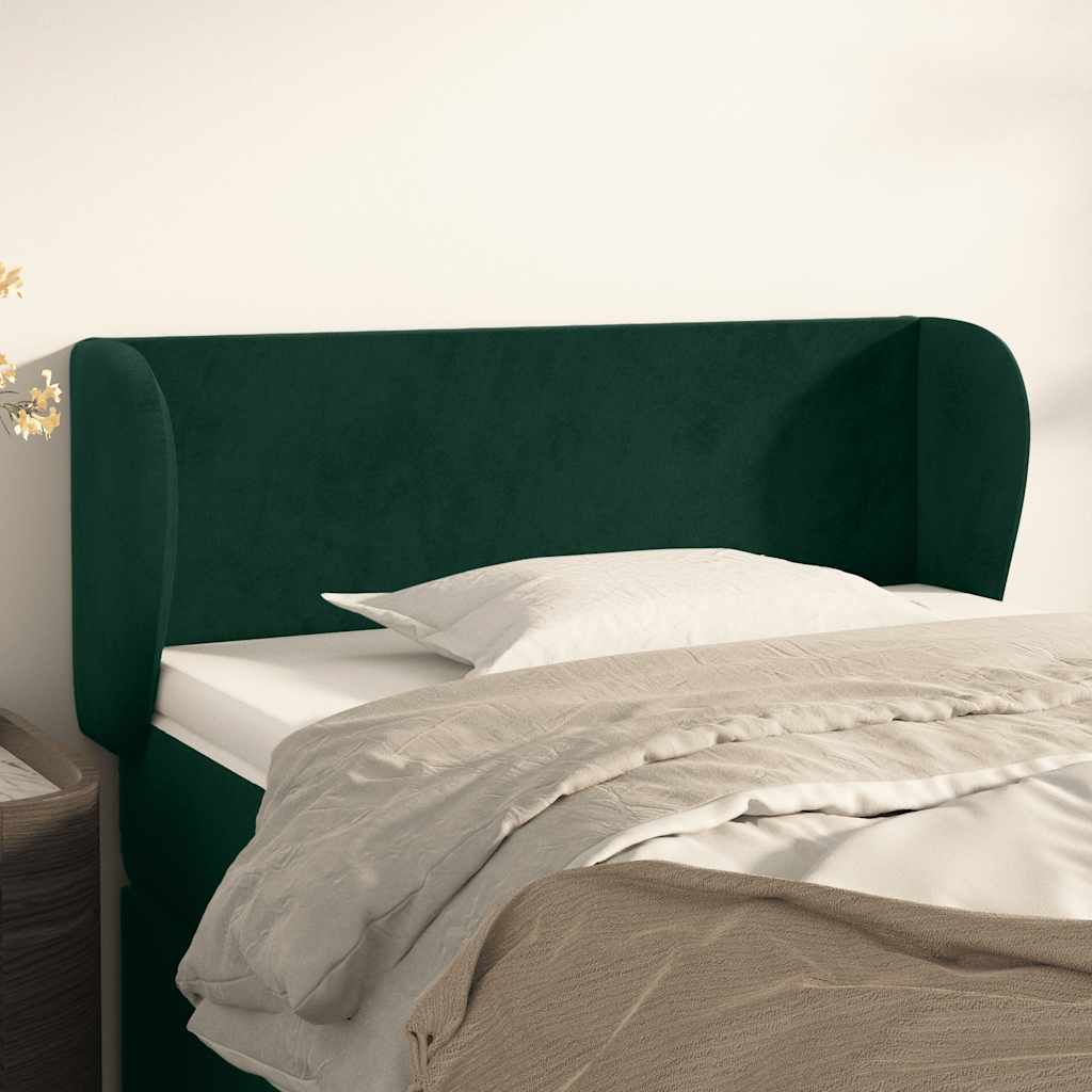 vidaXL Kopfteil mit Ohren Dunkelgrün 93x23x78/88 cm Samt