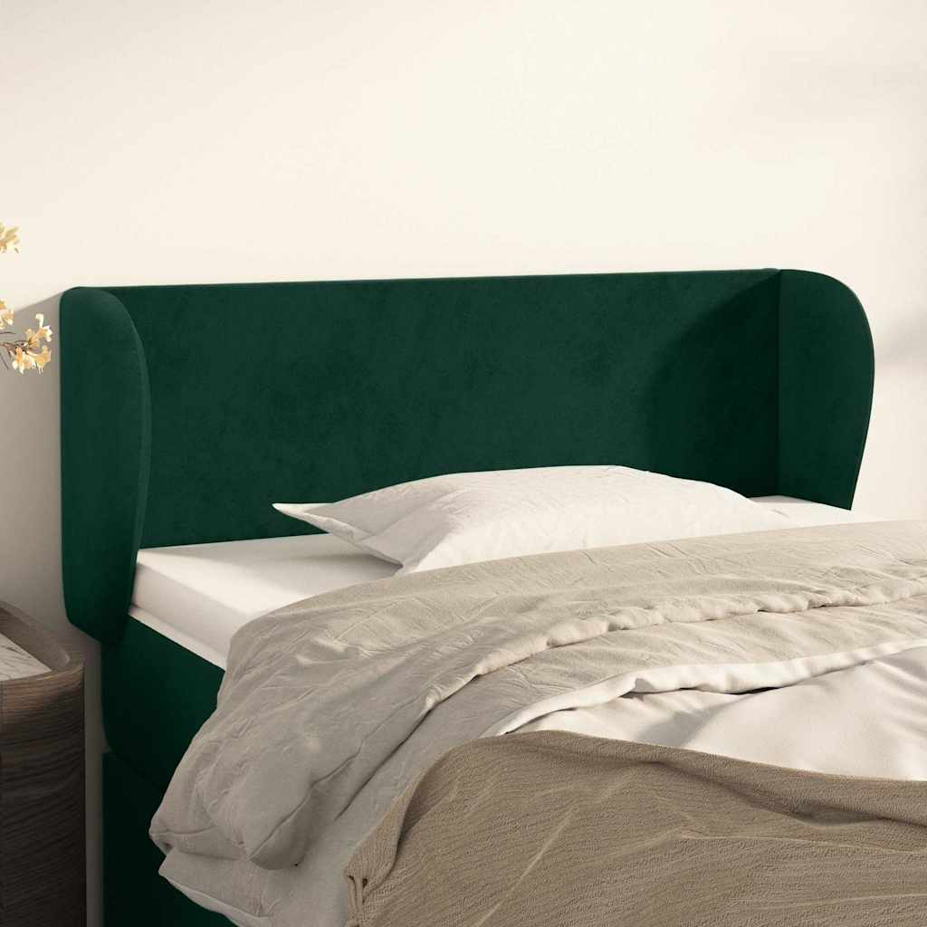 vidaXL Kopfteil mit Ohren Dunkelgrün 103x23x78/88 cm Samt
