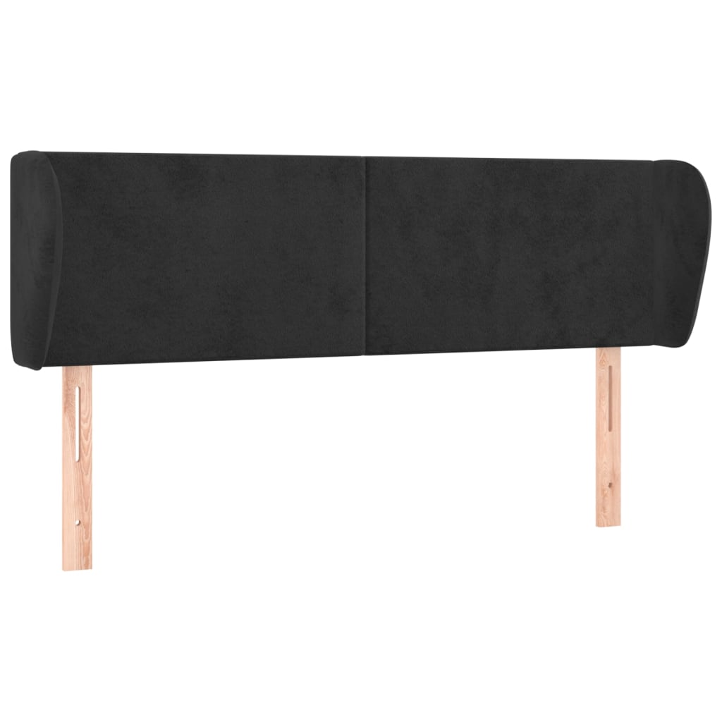 vidaXL Kopfteil mit Ohren Schwarz 147x23x78/88 cm Samt