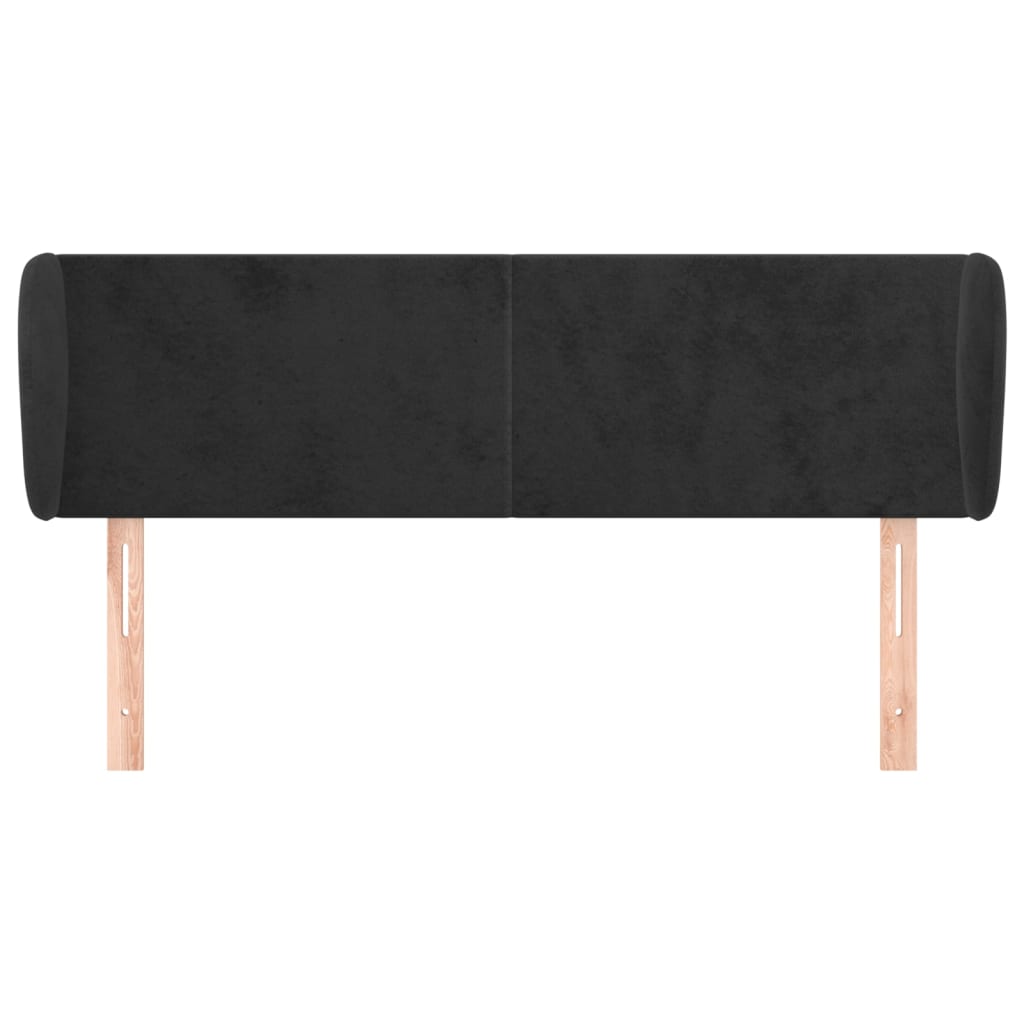 vidaXL Kopfteil mit Ohren Schwarz 147x23x78/88 cm Samt