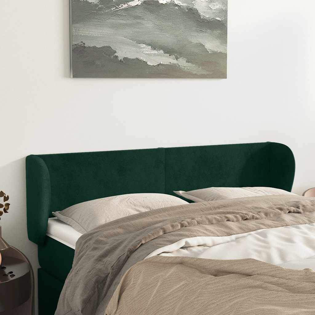 vidaXL Kopfteil mit Ohren Dunkelgrün 147x23x78/88 cm Samt