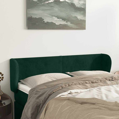 vidaXL Kopfteil mit Ohren Dunkelgrün 147x23x78/88 cm Samt