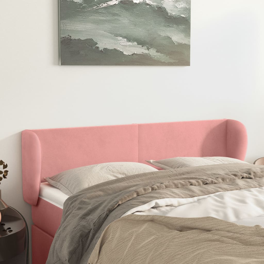 vidaXL Kopfteil mit Ohren Rosa 147x23x78/88 cm Samt