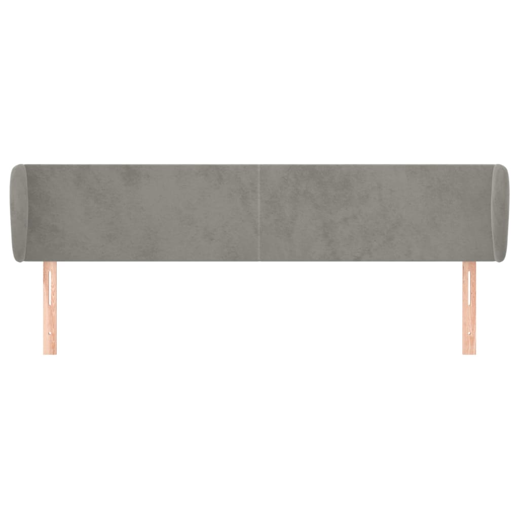 vidaXL Kopfteil mit Ohren Hellgrau 163x23x78/88 cm Samt