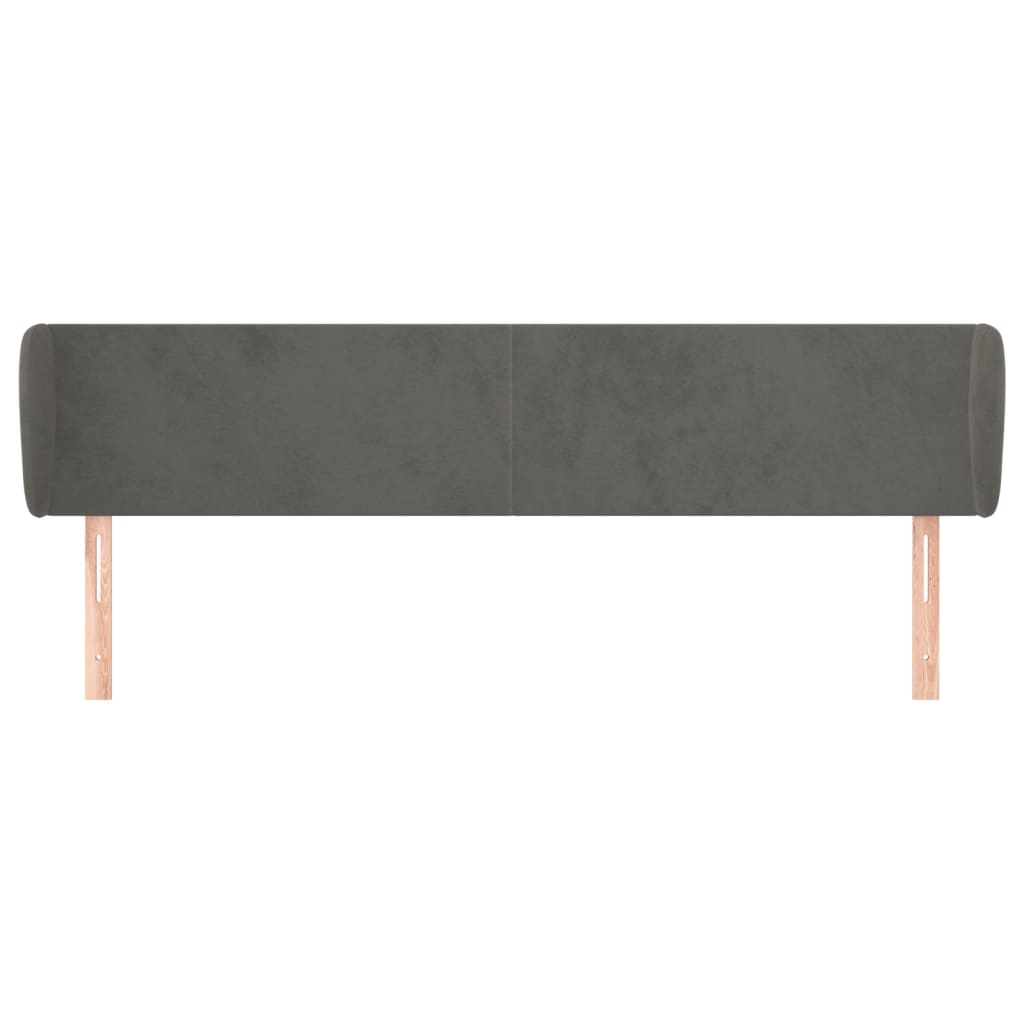 vidaXL Kopfteil mit Ohren Dunkelgrau 163x23x78/88 cm Samt