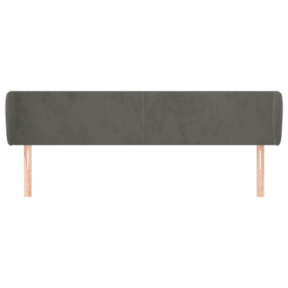 vidaXL Kopfteil mit Ohren Dunkelgrau 163x23x78/88 cm Samt