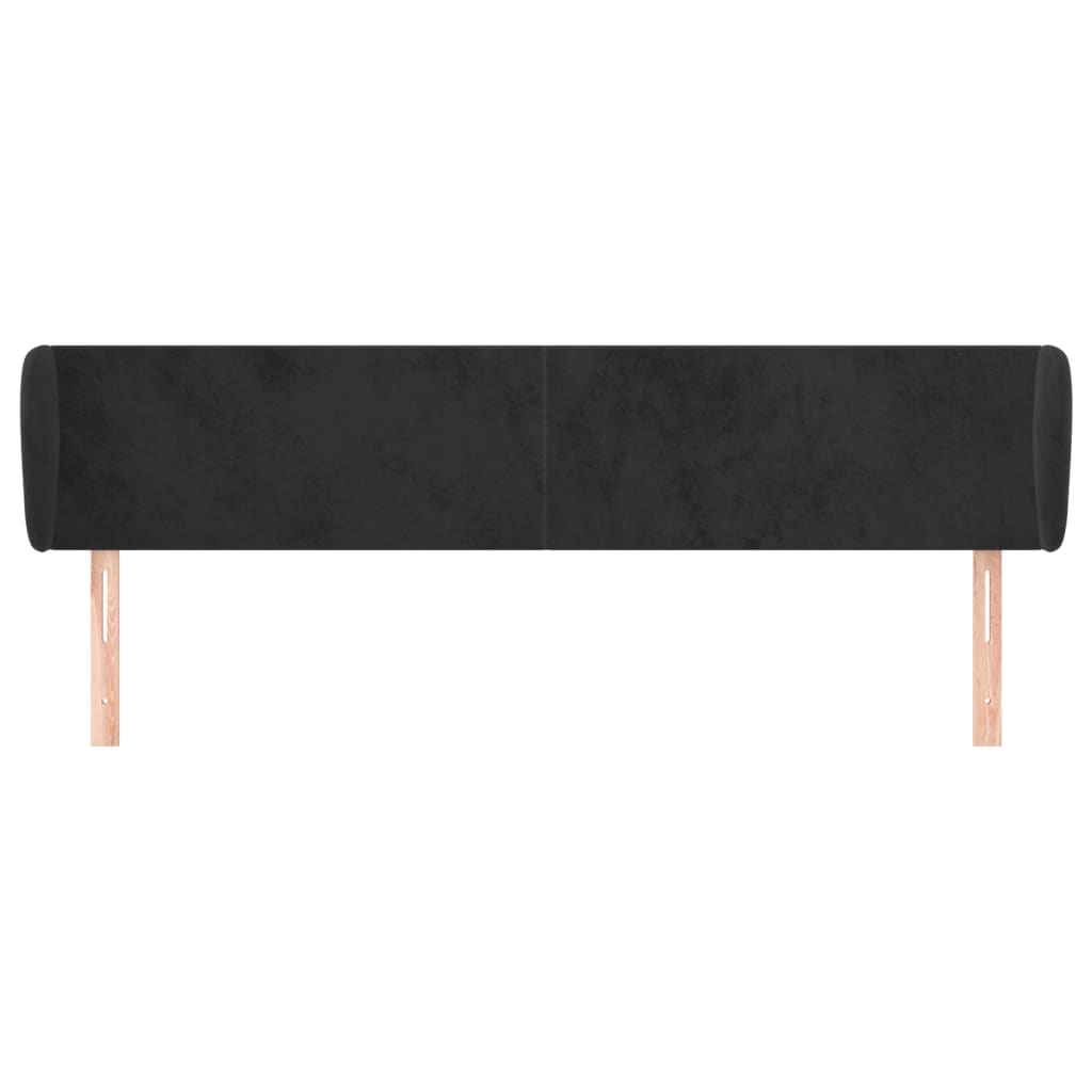vidaXL Kopfteil mit Ohren Schwarz 163x23x78/88 cm Samt