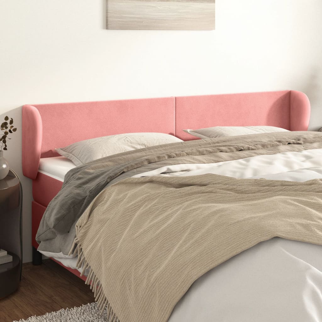 vidaXL Kopfteil mit Ohren Rosa 163x23x78/88 cm Samt