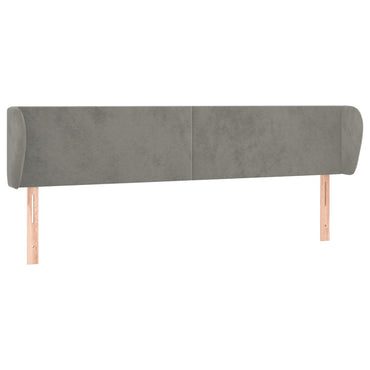 vidaXL Kopfteil mit Ohren Hellgrau 183x23x78/88 cm Samt