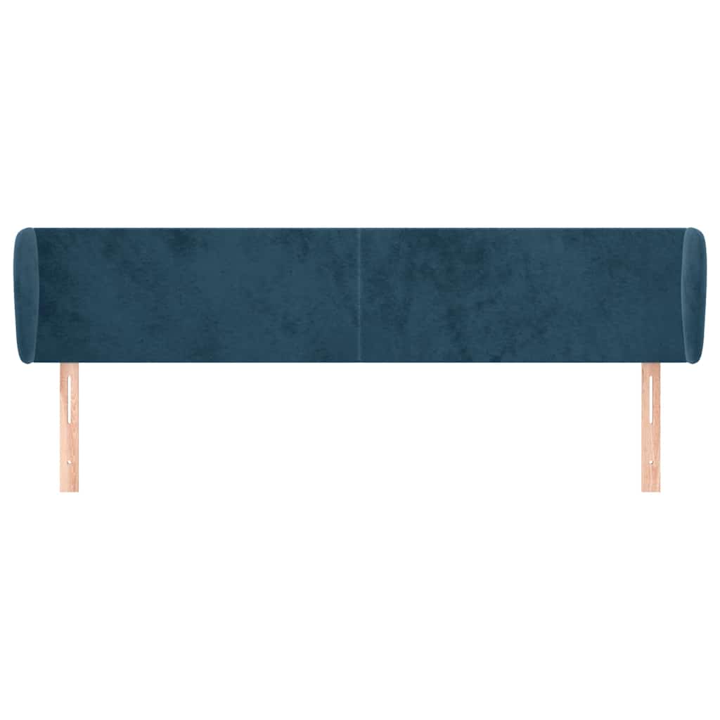 vidaXL Kopfteil mit Ohren Dunkelblau 183x23x78/88 cm Samt