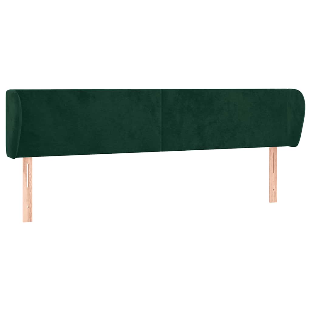 vidaXL Kopfteil mit Ohren Dunkelgrün 203x23x78/88 cm Samt