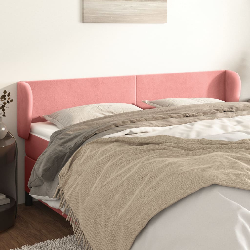 vidaXL Kopfteil mit Ohren Rosa 203x23x78/88 cm Samt