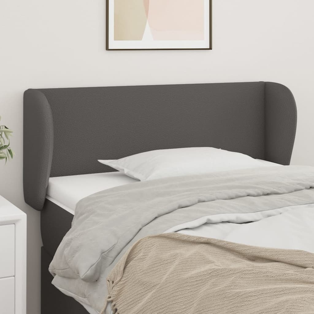 vidaXL Kopfteil mit Ohren Grau 103x23x78/88 cm Kunstleder
