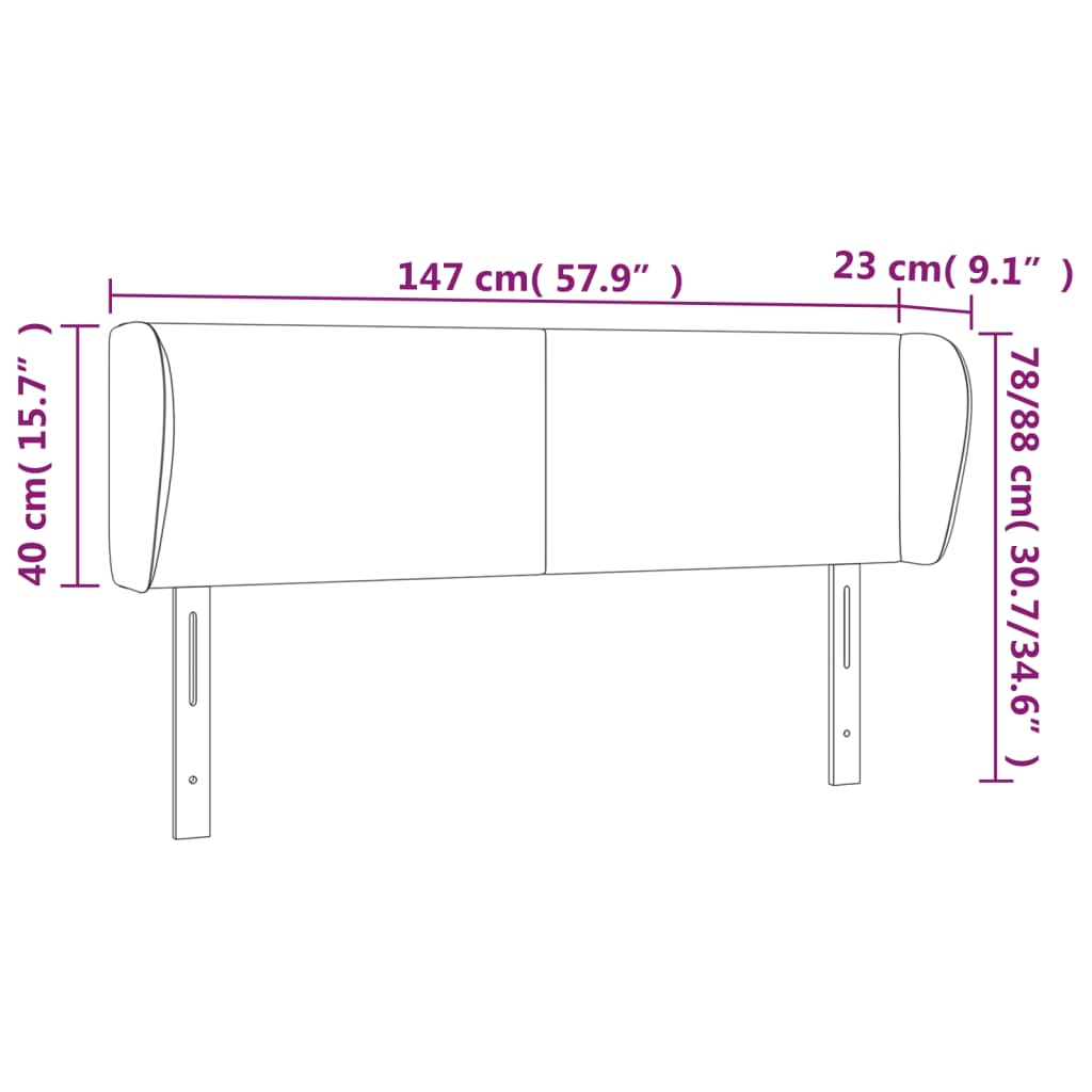 vidaXL Kopfteil mit Ohren Schwarz 147x23x78/88 cm Kunstleder