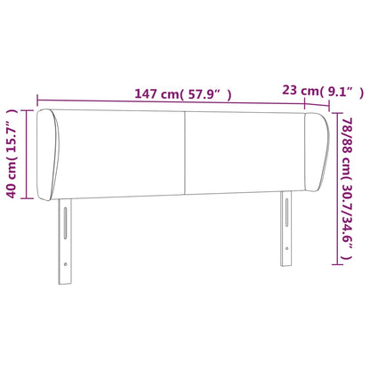 vidaXL Kopfteil mit Ohren Schwarz 147x23x78/88 cm Kunstleder