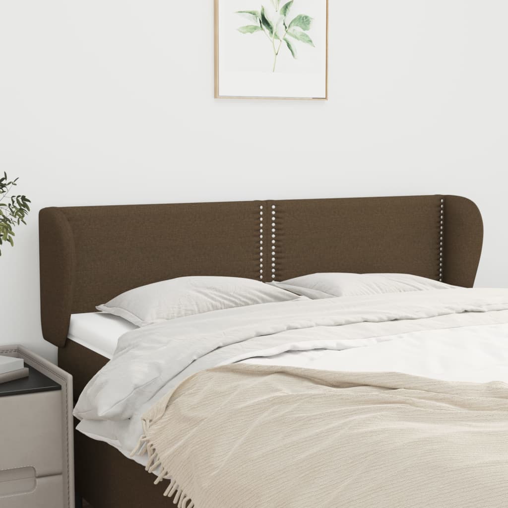 vidaXL Kopfteil mit Ohren Dunkelbraun 147x23x78/88 cm Stoff