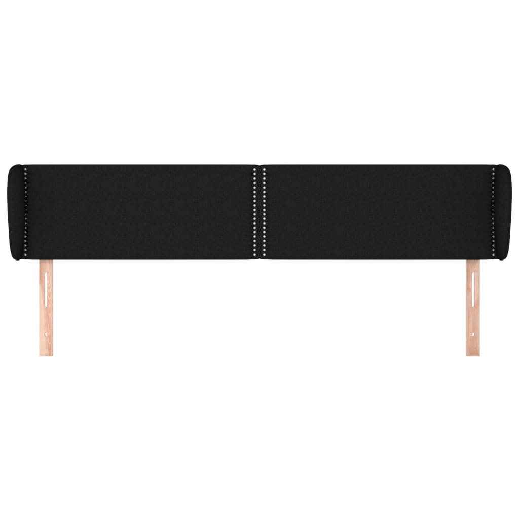 vidaXL Kopfteil mit Ohren Schwarz 203x23x78/88 cm Stoff