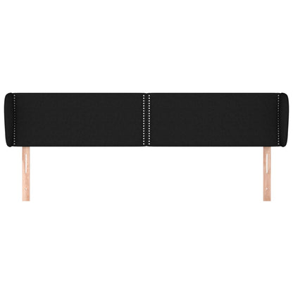 vidaXL Kopfteil mit Ohren Schwarz 203x23x78/88 cm Stoff