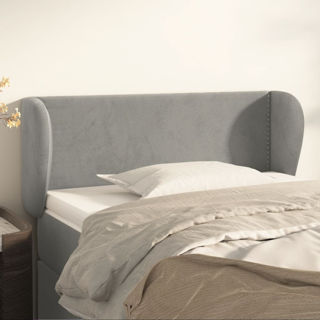 vidaXL Kopfteil mit Ohren Hellgrau 93x23x78/88 cm Samt