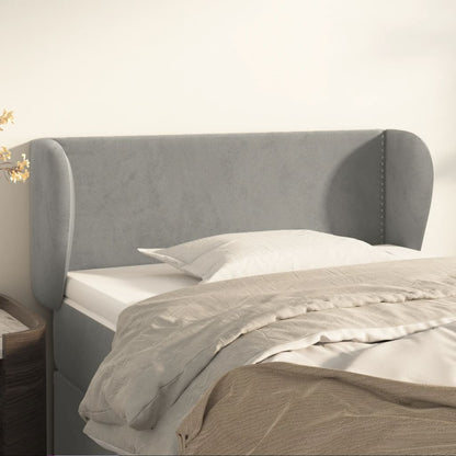 vidaXL Kopfteil mit Ohren Hellgrau 93x23x78/88 cm Samt