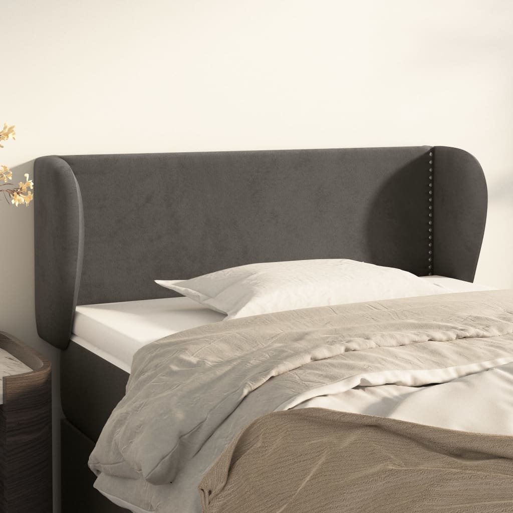 vidaXL Kopfteil mit Ohren Dunkelgrau 93x23x78/88 cm Samt