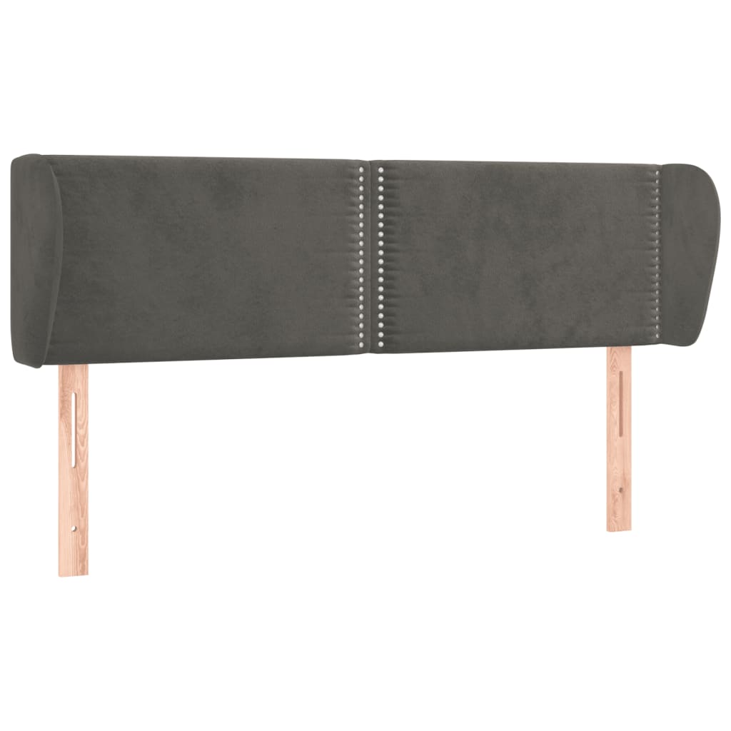 vidaXL Kopfteil mit Ohren Dunkelgrau 147x23x78/88 cm Samt