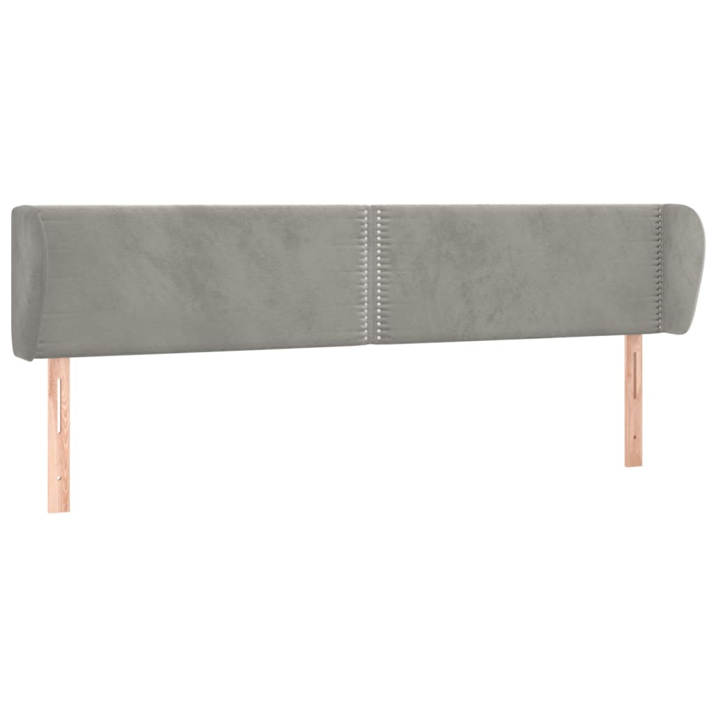 vidaXL Kopfteil mit Ohren Hellgrau 163x23x78/88 cm Samt