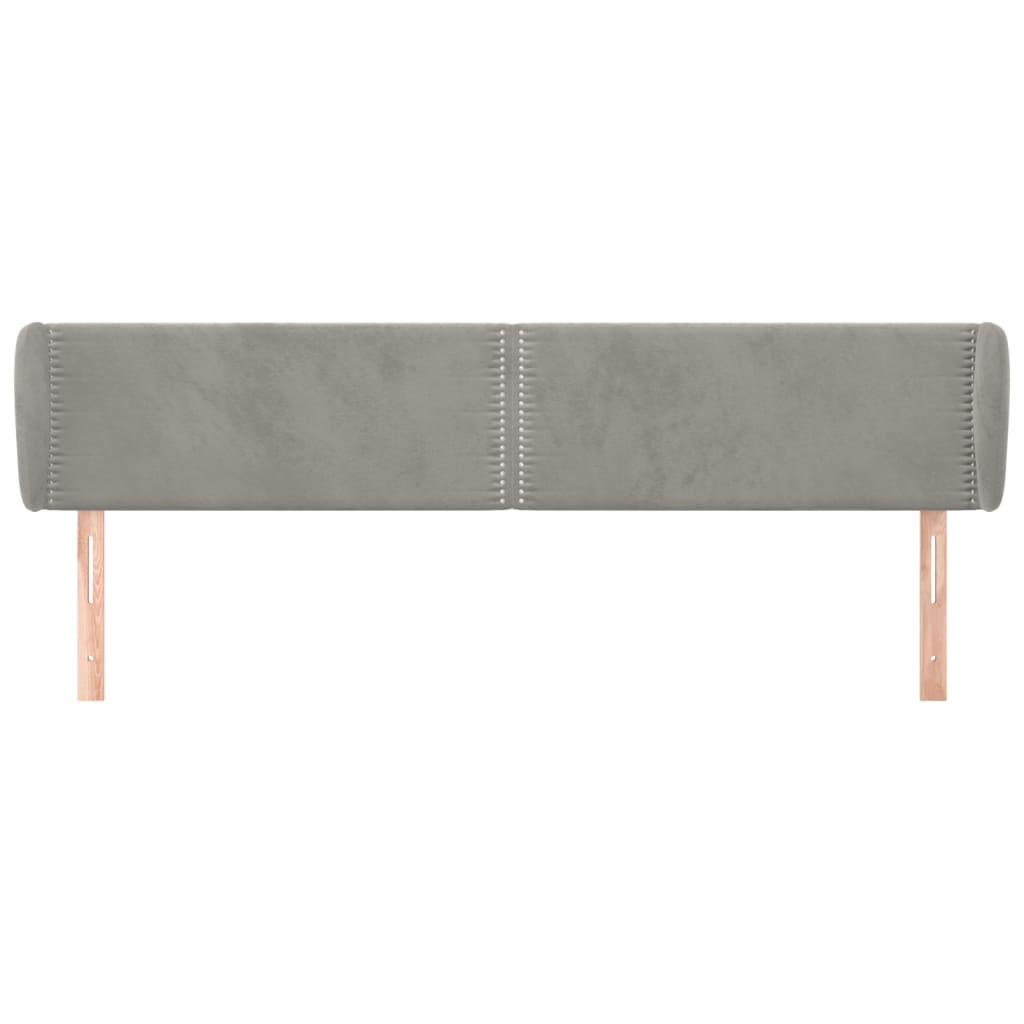 vidaXL Kopfteil mit Ohren Hellgrau 163x23x78/88 cm Samt