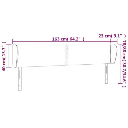 vidaXL Kopfteil mit Ohren Hellgrau 163x23x78/88 cm Samt