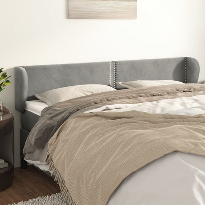 vidaXL Kopfteil mit Ohren Hellgrau 163x23x78/88 cm Samt