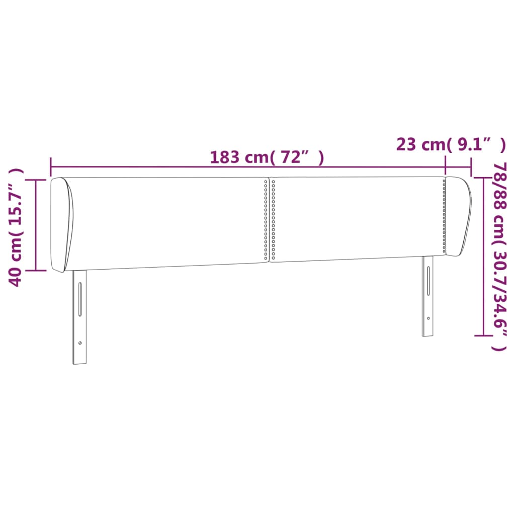 vidaXL Kopfteil mit Ohren Rosa 183x23x78/88 cm Samt
